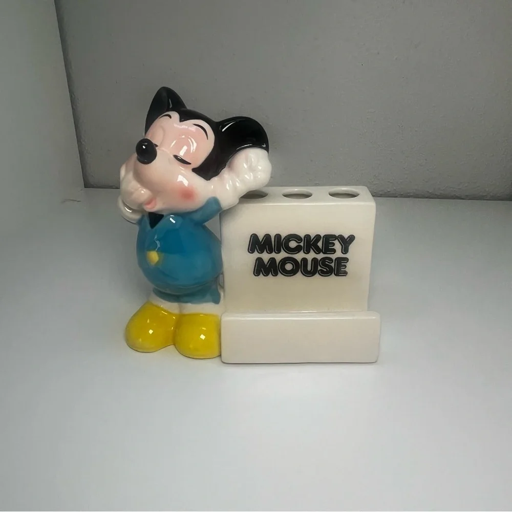 Vintage Disney Mickey Mouse Toothbrush Holder Bathroom Made in Japan Retro